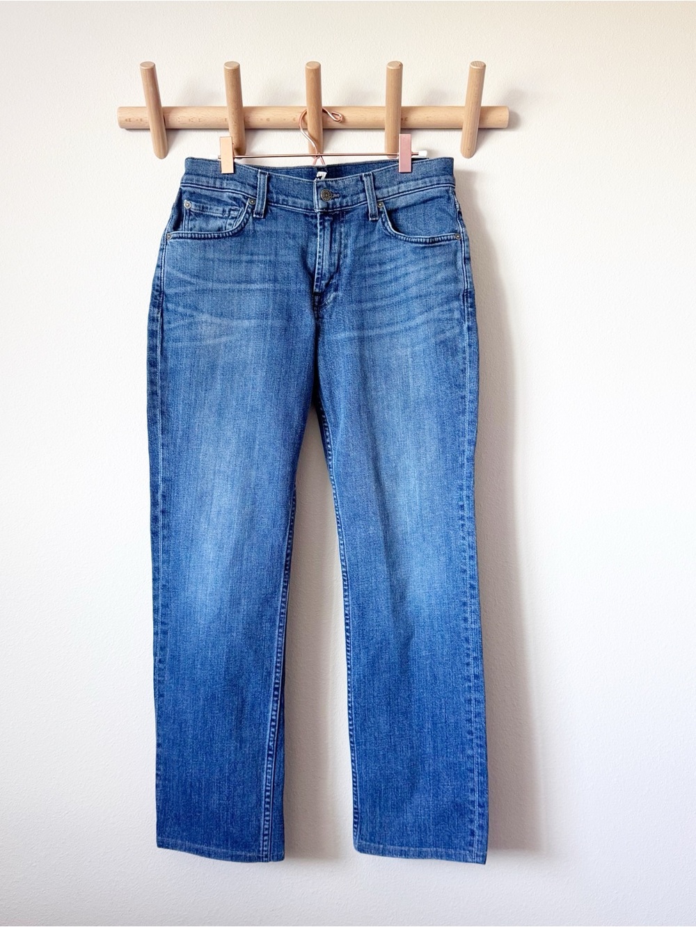 7 For All Mankind Classic Medium Blue Straight Jeans